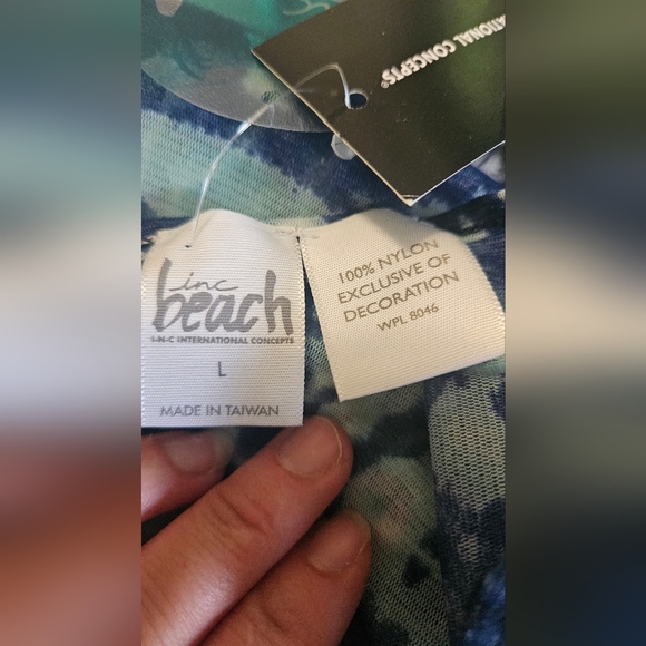 INC International Concepts BEACH Boho Printed Sheer Tassel Coverup. Size L NWT - Picture 2 of 10